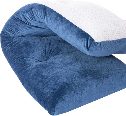 Miniatura 7 de Cojín de banco, cojines de banco con mechones antideslizantes para columpio, almacenamiento de zapatos, asiento de ventana (45" x 18", azul)