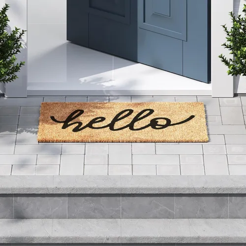 Miniatura 4 de Barnyard Designs Felpudo de Bienvenida para Exteriores, Tapete Grande de Entrada para Puerta Delantera, Marrón (Hello, 30x17 pulgadas)
