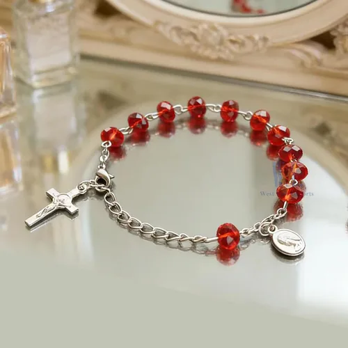 Miniatura 6 de WE Confirmación Rosario Pulsera Favor (12PCS) Recuerdos de confirmacion brasalete Pulsera roja para invitados, Acrílico, No es una piedra preciosa