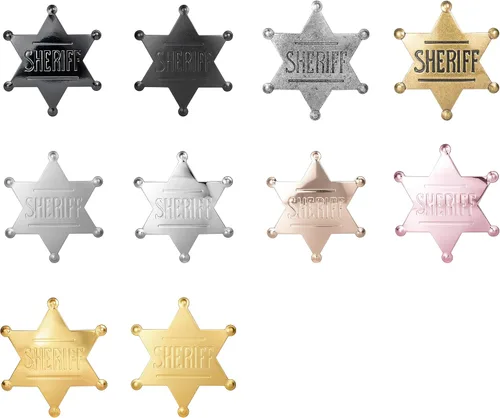 Miniatura 9 de Insignias del sheriff de marca, insignia del sheriff del metal para las niñas y adultos, insignia del chaleco de la policía occidental, insignia