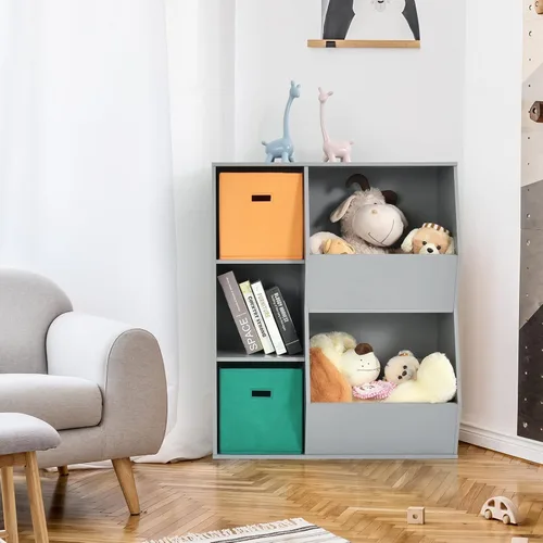Miniatura 9 de Costzon Organizador de almacenamiento de juguetes para niños con 5 cubículos, estantería para niños y contenedores de almacenamiento de juguetes