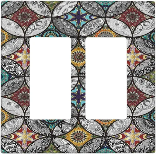 Miniatura 71 de Cubierta decorativa para interruptor de luz, diseño de pájaros y flores florales en blanco y negro, 2 bandas, cubierta decorativa para pared, placa