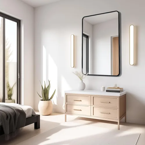 Miniatura 8 de USHOWER Espejos de baño para sobre el fregadero, espejo rectangular con marco de metal, espejo de tocador moderno de granja, montado en la pared