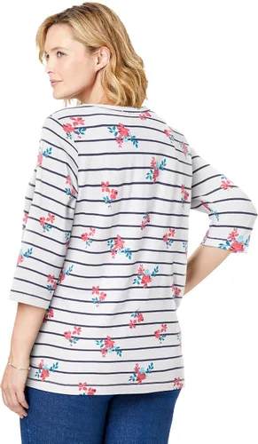 Miniatura 3 de Woman Within Camiseta de manga tres cuartos con cuello en V y estampado perfecto para mujer