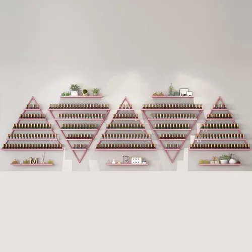 Miniatura 20 de Estante organizador de perfume montado en la pared, estante triangular de metal para esmalte de uñas, estante de exhibición de aceites esenciales
