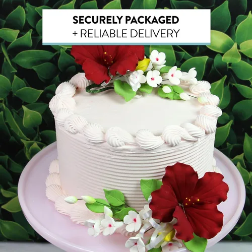 Miniatura 3 de Global Sugar Art Hibiscus Sugar Cake Flowers Spray Cake Topper Red Hawaiian Cake Flower, 1 unidad por el chef Alan Tetreault Rojo