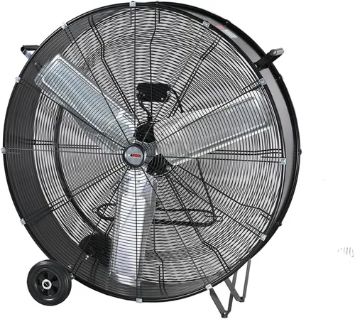K Tool International 77735 Ventilador de tambor de accionamiento directo de 30 pulgadas con ruedas, alta velocidad, 2 velocidades, protección de