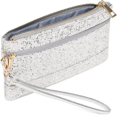 Miniatura 4 de Bolso de mano de noche brillante de plata para boda Bling Clutch bolso para fiesta
