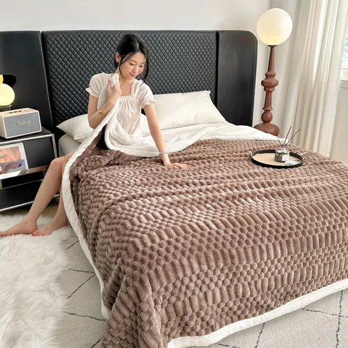 Miniatura 36 de UKELER - Manta Boho Sherpa 60" x 50" - Mantas de franela suaves y esponjosas para cama/sofá/oficina/camping A-bohemio