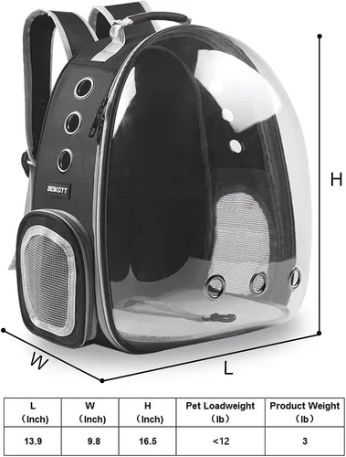 Miniatura 2 de Mochila para llevar a tu mascota (gatos, perros, conejos, etc.), aprobada por aerolíneas, mochila transparente con cápsula y ventilación