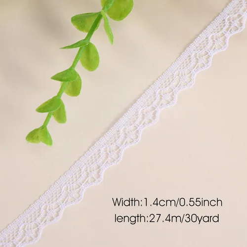 Miniatura 2 de Cinta de encaje vintage de 60 yardas x 0.5 pulgadas, borde de encaje de ganchillo, borde de encaje de algodón, para paquete de regalo, costura