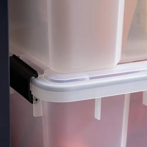 Miniatura 5 de IRIS USA - Contenedor organizador de plástico hermético para almacenamiento, 74 cuartos de capacidad, con tapa duradera, sello y hebillas de cierre