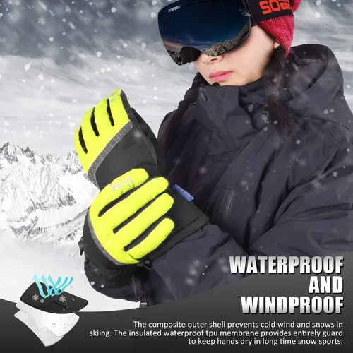 Miniatura 8 de MCTi Guantes de esquí, impermeables, para snowboard y nieve, 3M, Thinsulate, para clima frío, para mujer, para invierno, con pantalla táctil