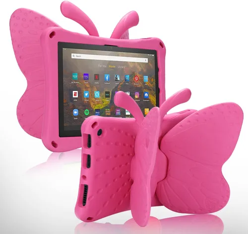 Miniatura 71 de FW Fire 7 - Funda para tablet para niños, Amazon Fire 7 2022, funda de mariposa con luz de atril, EVA, protección contra caídas, resistente, a