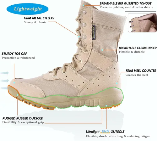 Miniatura 4 de WWOODTOMLINSON Mens LD Lightweight Combat Boots MicrofiberSuede Leather Military Tactical Boots