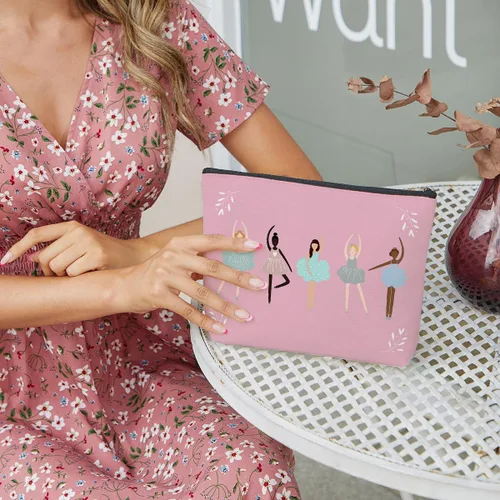 Miniatura 2 de fkovcdy Bolsa de baile, bolsa de maquillaje de bailarina, regalos para amantes de la danza, bolsa de cosméticos pequeña para bailarina, regalo