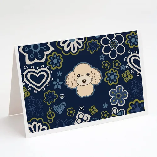 Miniatura 18 de Caroline's Treasures BB5095GCA7P - Tarjetas de felicitación y sobres con diseño de flores azules y sabuesos afganos, paquete de 8 tarjetas en blanco
