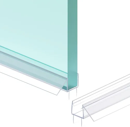 Miniatura 7 de Sello inferior de puerta de ducha, tira de sello de 2 piezas, PVC transparente, 36" de longitud, se ajusta a vidrio de 10 mm de espesor, previene