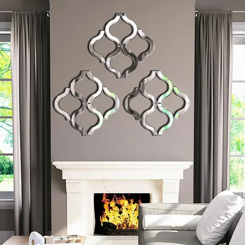 Miniatura 3 de DMDFIRST Espejo de pared decorativo en forma de arco plateado de 20 x 20 pulgadas, grande, exquisita decoración de acento glamorosa biselada