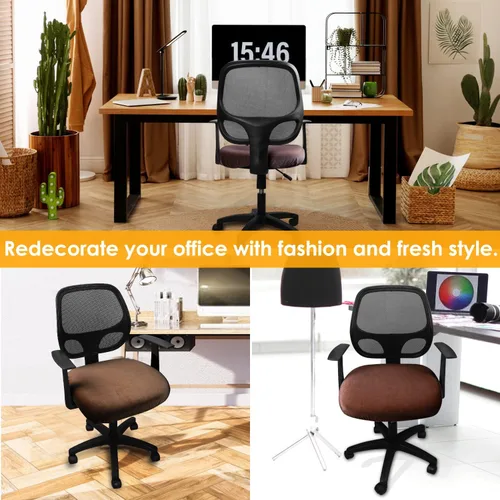 Miniatura 7 de Yikko - Fundas de asiento de terciopelo para silla de 14.96-18.89 pulgadas, con correas, fundas lavables para silla de oficina y computadora