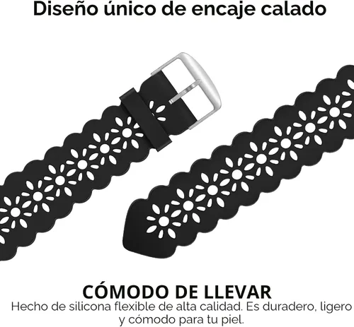 Miniatura 4 de Bandiction - Paquete de 4 correas de silicona de encaje compatibles con Apple Watch de 38mm 40mm 41mm 42mm 44mm 45mm 46mm 49mm, correa delgada