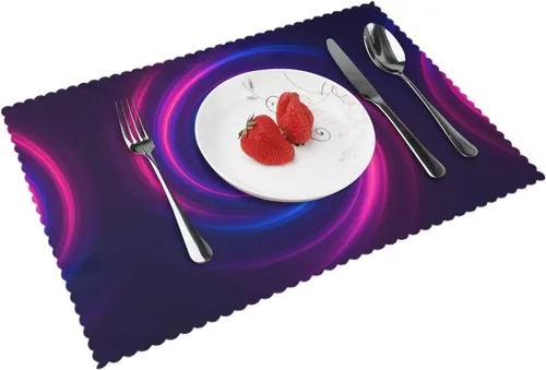 Miniatura 10 de Rectangular Placemats Set of 4, Heat Resistant Litchi Printed Kitchen Dining Table Mats