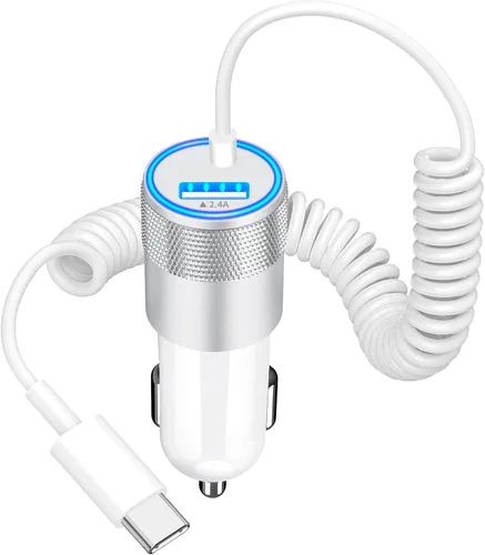 Miniatura 10 de 【Certificado MFi】Cargador rápido para iPhone de 4.8 A, cargador de coche USB dual Caiinei de 4.8 A, carga rápida, cable Lightning integrado de 6