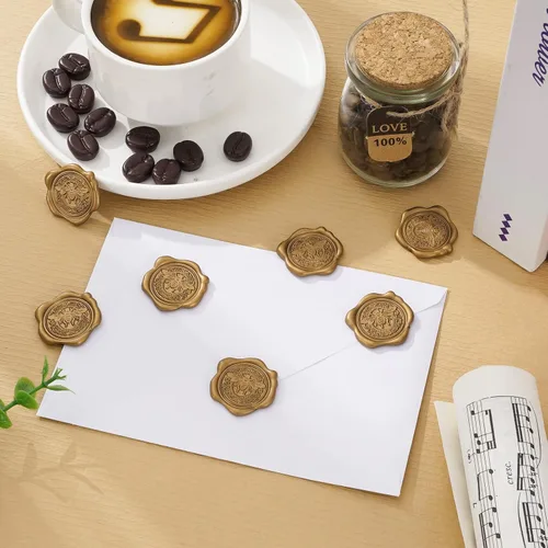 Miniatura 4 de Whaline 50 calcomanías de sello de cera, autoadhesivas 3D de abeja dorada, calcomanías en relieve para Navidad, tarjetas de invitación