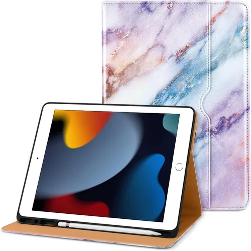 Miniatura 20 de DTTO para iPad de 9ª/8ª/7ª generación de 10.2 pulgadas 2021/2020/2019, funda tipo cartera de negocios de cuero premium con soporte para Apple Pencil