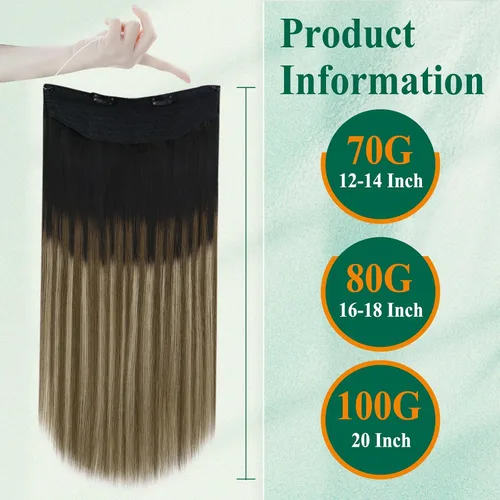 Miniatura 47 de Easyouth Extensión de cabello humano rubio con cola de caballo, extensiones de cabello humano rubio dorado con reflejos rubios, extensiones