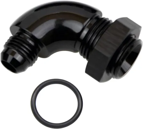 Miniatura 14 de 45 grados 4AN macho Flare a 4AN ORB puerto adaptador de flujo completo aluminio negro