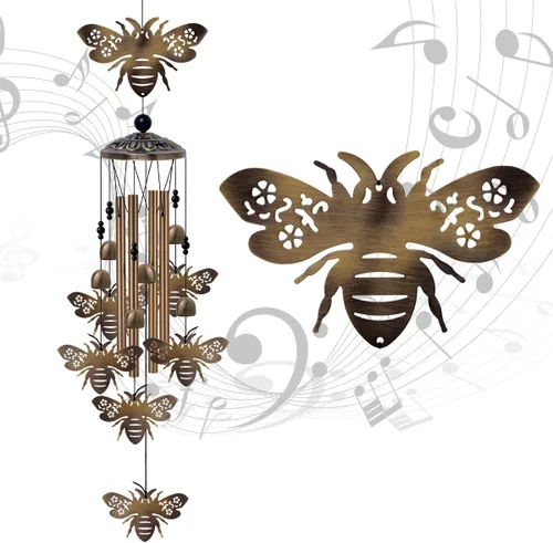 Miniatura 9 de Campanillas de viento de abejas para exteriores, regalos para mamá - Campanas conmemorativas de bronce, atrapavientos de simpatía móvil, decoración