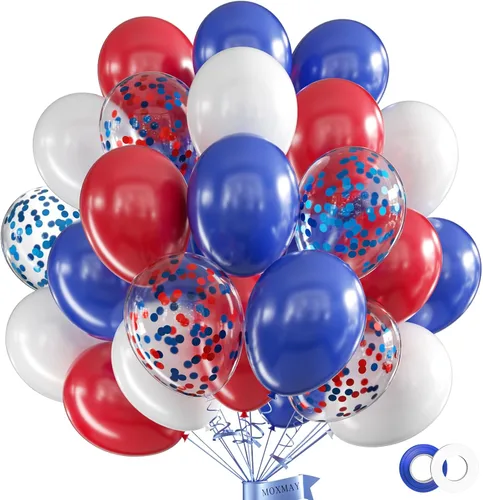 Miniatura 6 de Juego de 62 globos de 12 pulgadas, color negro, blanco, plateado, globos de fiesta con confeti plateado metálico blanco y negro con cintas