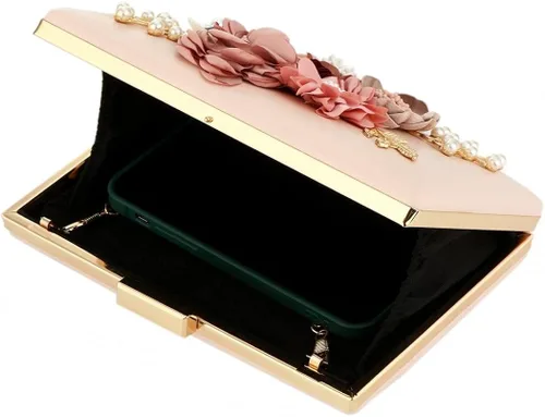 Miniatura 7 de Bolsos y bolsos de cuero sintético para mujer con cuentas florales elegante para banquete boda noche bolso cruzado