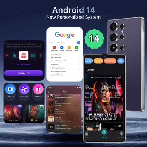 Miniatura 3 de BDWJW I25 Ultra Smartphone 16GB+512GB Android 14 Smartphone, pantalla FHD+ de 6.99", batería de 7000mAh, cámara dual de 108MP+68MP, lápiz óptico