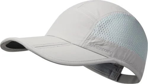 GADIEMKENSD Sombrero plegable para hombre de ala larga con protección solar UPF 50+ Plegable Gris Claro
