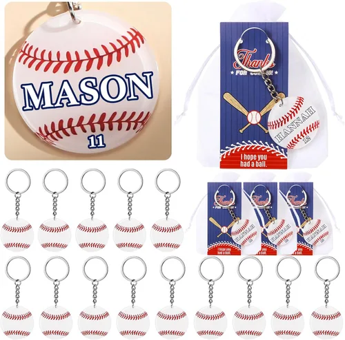 Miniatura 10 de Huquary 30 juegos de llaveros de acrílico para fiestas de equipos deportivos, regalos para recompensas de fiesta de cumpleaños (naranja, baloncesto)