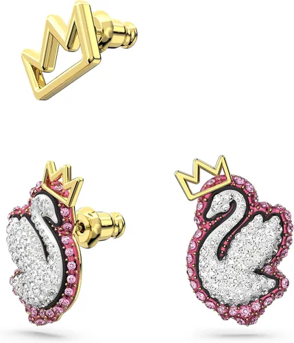 Miniatura 2 de SWAROVSKI Pop Swan Pierced Stud Earrings with Swarovski Swan Motif, Pink and Clear Crystals