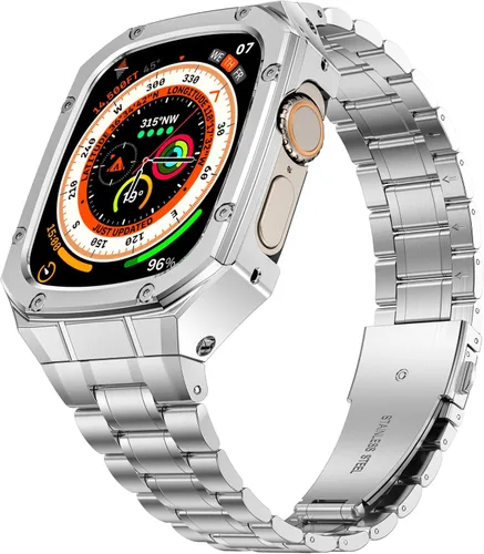 Miniatura 15 de Correa de reloj de acero inoxidable y funda compatible con Apple Watch Series 6 5 4 SE3/2/1 (1.732 pulgadas), serie 3 2 1 (1.654 pulgadas), correa