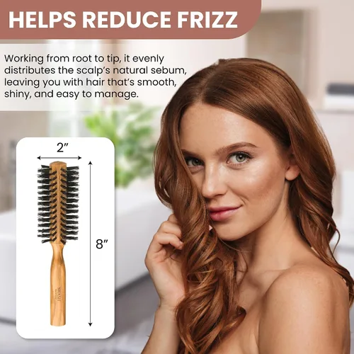 Miniatura 7 de SHASH Cepillo redondo de cerdas de jabalí, fabricado en Alemania, da volumen y revitaliza tu cabello con resultados más suaves y suaves