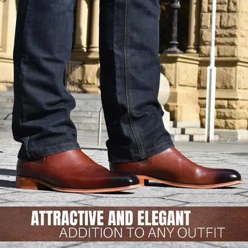 Miniatura 6 de Fashion Tailored Mens Chelsea Boots - Casual Dress Boot with Leather Sole- Rugged Style and Functionality - Rounded Toe