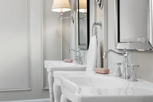 Miniatura 2 de Moen TS42114BN-9000 Weymouth - Grifo de baño con dos manijas cruzadas y válvula, níquel cepillado cepillado níquel