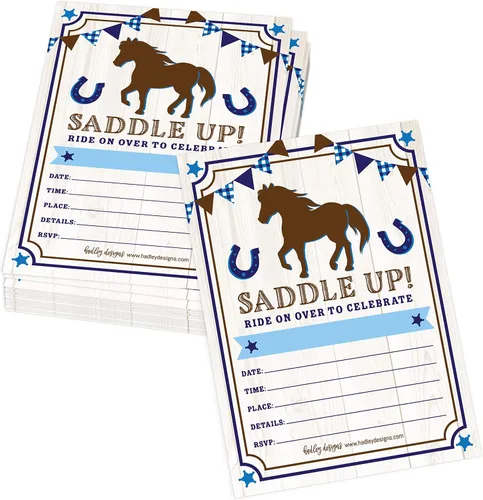 Miniatura 8 de Hadley Designs Invitaciones de cumpleaños para niños y niñas con temática de corral – 25 invitaciones de fiesta de cumpleaños de animales de granja