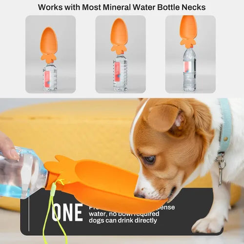 Miniatura 2 de Li & Zhao Dispensador portátil de botella de agua para perros, a prueba de fugas, tazón de agua portátil para perro, cuenco de agua plegable