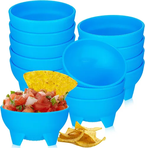 Miniatura 9 de Maxcheck 12 piezas de cuencos de salsa para fiesta de 4.5" de diámetro, cuencos de salsa mexicanos de plástico para guacamole, lindos chips y plato