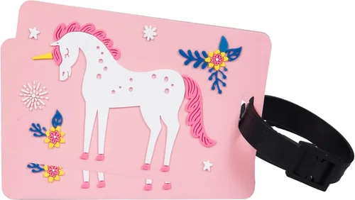 Wildkin Etiquetas de equipaje para niños y niñas, incluye 2 etiquetas de bolsa a juego y tarjeta de información extraíble, tamaño perfecto para