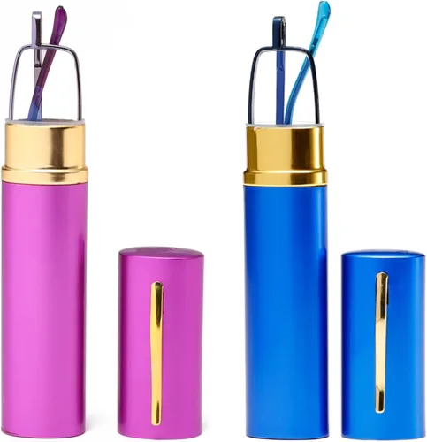 Miniatura 7 de Lentes de lectura con bloqueo de luz azul, lectores de bolsillo delgados con estuche de clip para bolígrafo, mini lectores ligeros