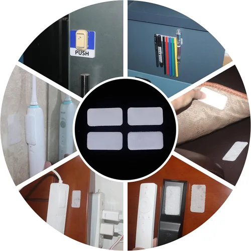 Miniatura 6 de HUAYY (Blanco, 48 pares de hojas rectangulares de 1 x 2 pulgadas), autoadhesivas, de fuerza industrial, cinta de gancho y bucle resistente