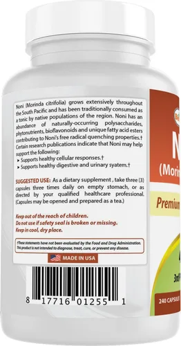 Miniatura 7 de Best Naturals Noni 400 mg 240 Cápsulas