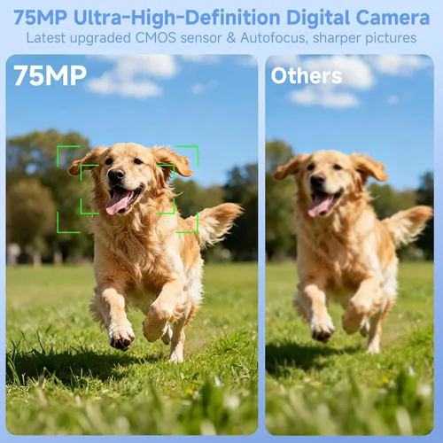 Miniatura 2 de Cámara Digital, Cámaras Digitales UHD 75MP 5K para Fotografía con WiFi, Tarjeta SD de 64GB Cámara de Viaje para Vlogging para YouTube, Con Pantalla